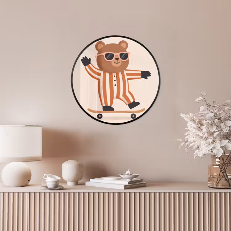 Photo Frame Round - Animals - Skateboard - Game - Cartoon - Pink — 4