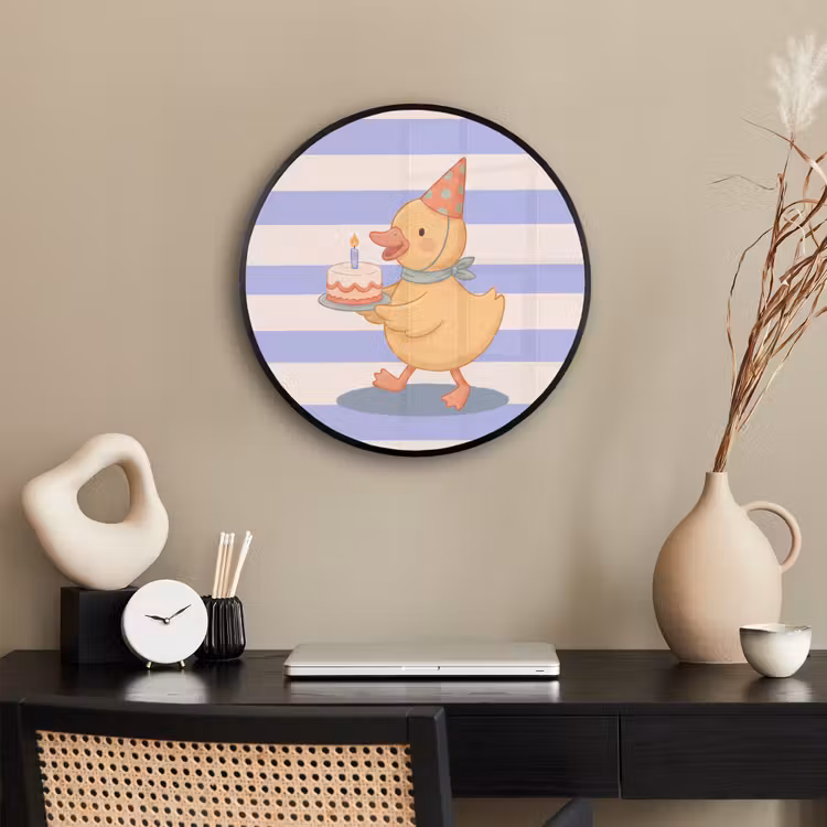 Photo Frame Round - Bird - Party - Cake - Children - Illustration — 2