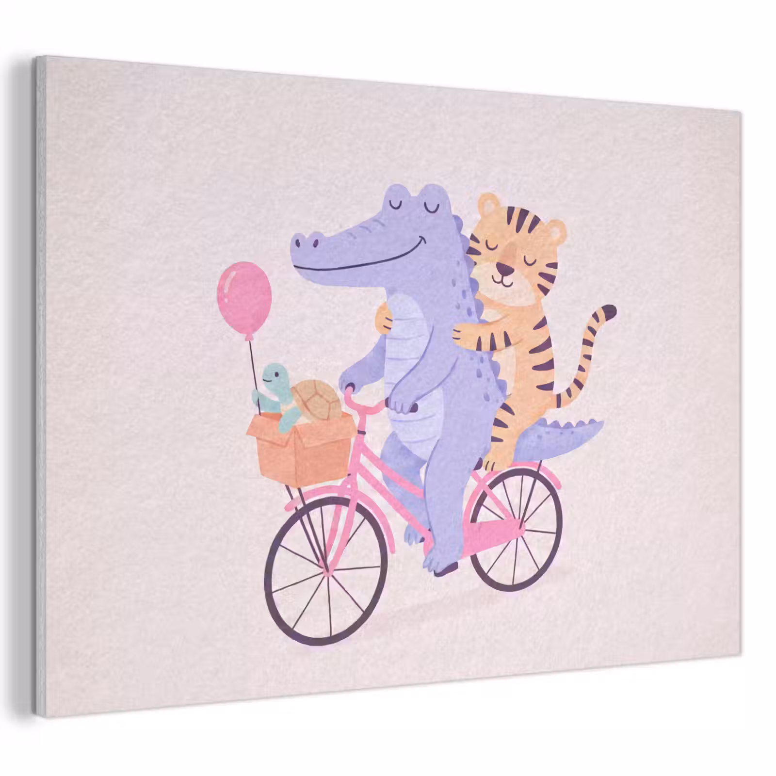 Acoustic Panel - Animals - Bicycle - Friendship - Illustration - Pink — 1