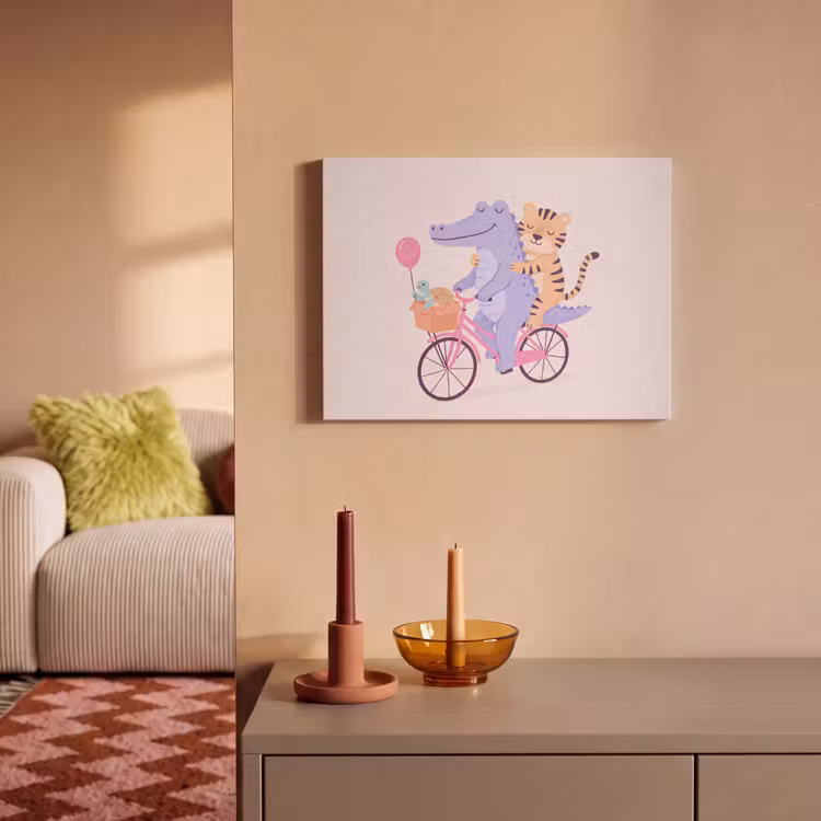 Acoustic Panel - Animals - Bicycle - Friendship - Illustration - Pink — 2