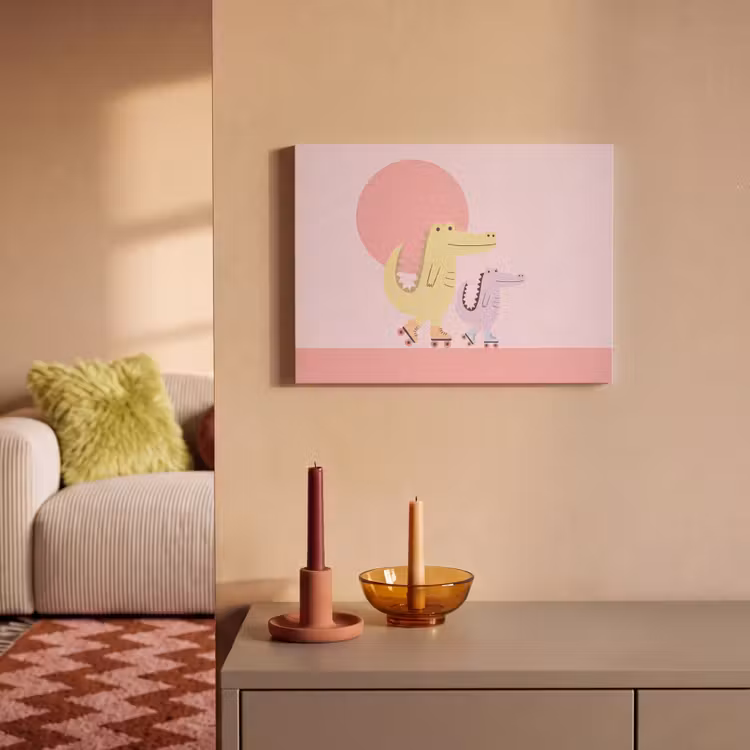 Acoustic Panel - Animals - Skating - Illustration - Playful - Pink — 2
