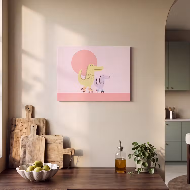 Acoustic Panel - Animals - Skating - Illustration - Playful - Pink — 3