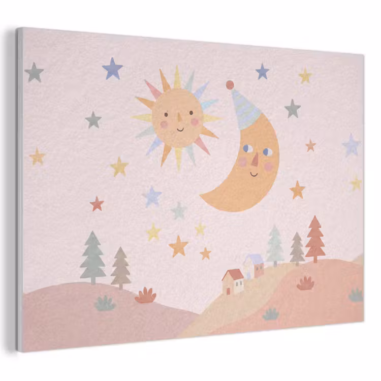 Acoustic Panel - Sun - Moon - Stars - Children's Room - Pastel — 1