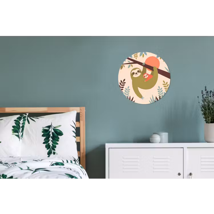 Wall circle - Aluminum - Animals - Mother - Baby - Nature - Green — 4