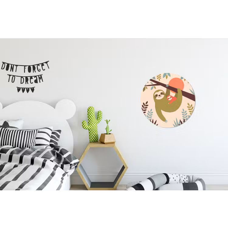 Wall circle - Aluminum - Animals - Mother - Baby - Nature - Green — 5