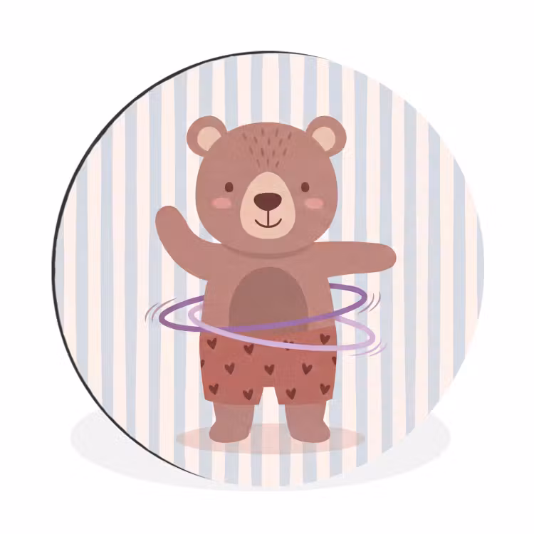 Wall circle - Aluminum - Bear - Hoop - Children's Room - Illustration - Brown — 1