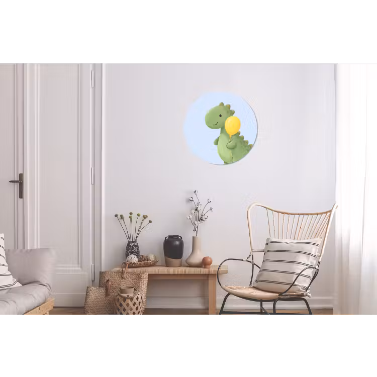 Wall circle - Aluminum - Dinosaur - Balloon - Children's Room - Illustration - Green — 2