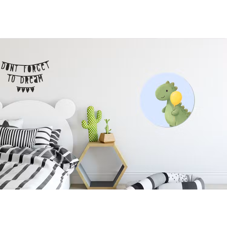 Wall circle - Aluminum - Dinosaur - Balloon - Children's Room - Illustration - Green — 5
