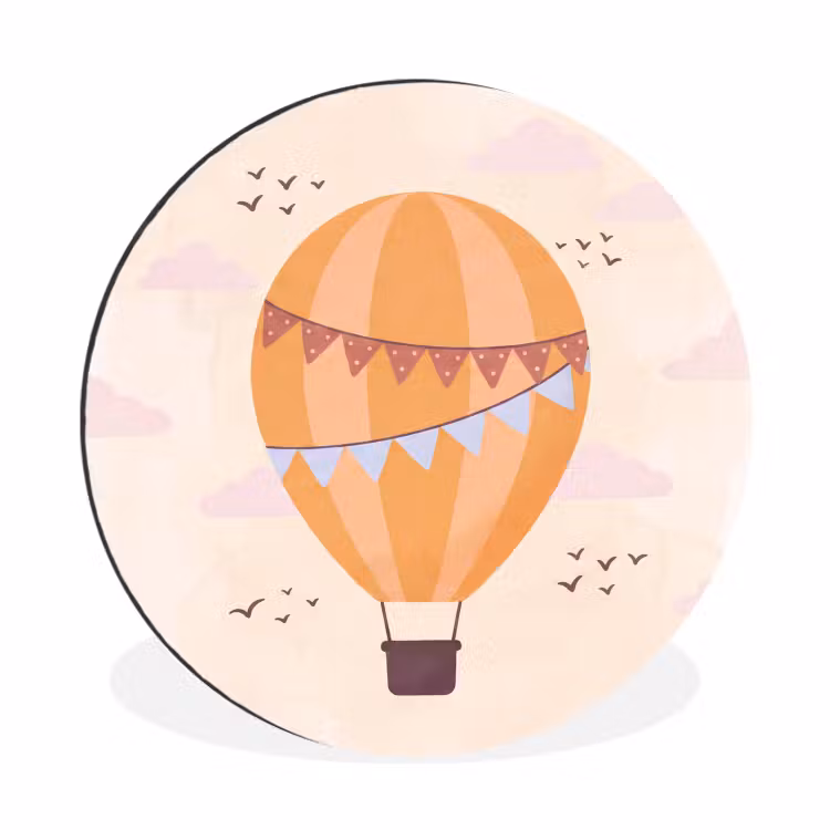 Wall circle - Aluminum - Hot Air Balloon - Garlands - Adventure - Illustration - Orange — 1