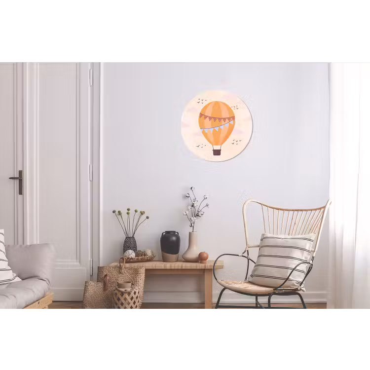 Wall circle - Aluminum - Hot Air Balloon - Garlands - Adventure - Illustration - Orange — 2
