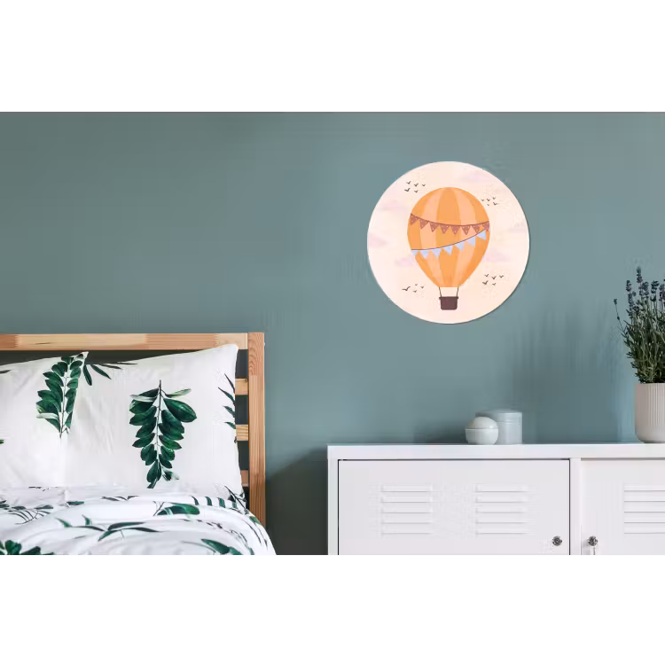 Wall circle - Aluminum - Hot Air Balloon - Garlands - Adventure - Illustration - Orange — 4