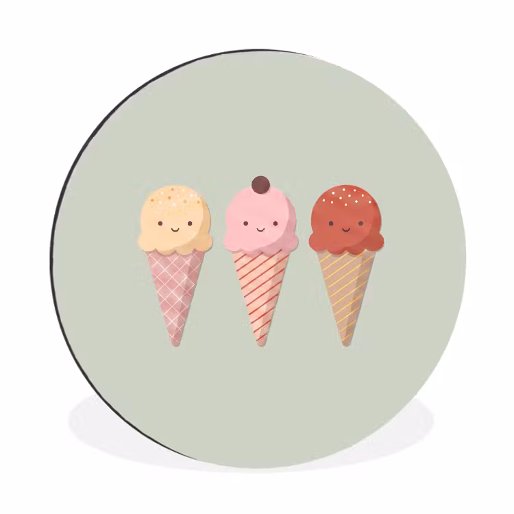 Wall circle - Aluminum - Ice Cream - Cones - Food - Illustration - Cheerful — 1