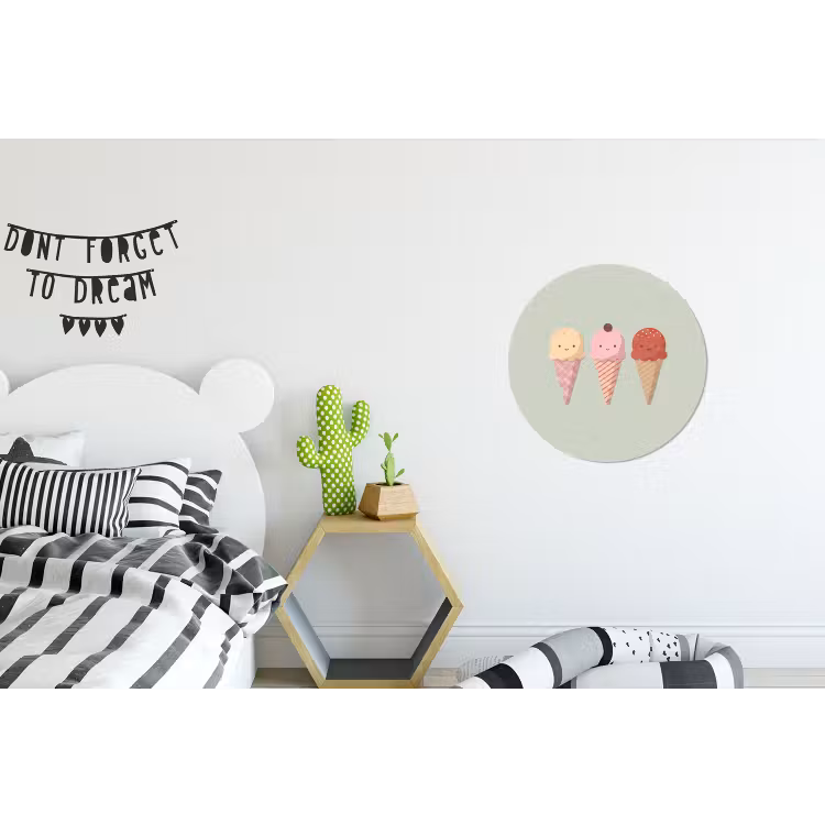 Wall circle - Aluminum - Ice Cream - Cones - Food - Illustration - Cheerful — 5