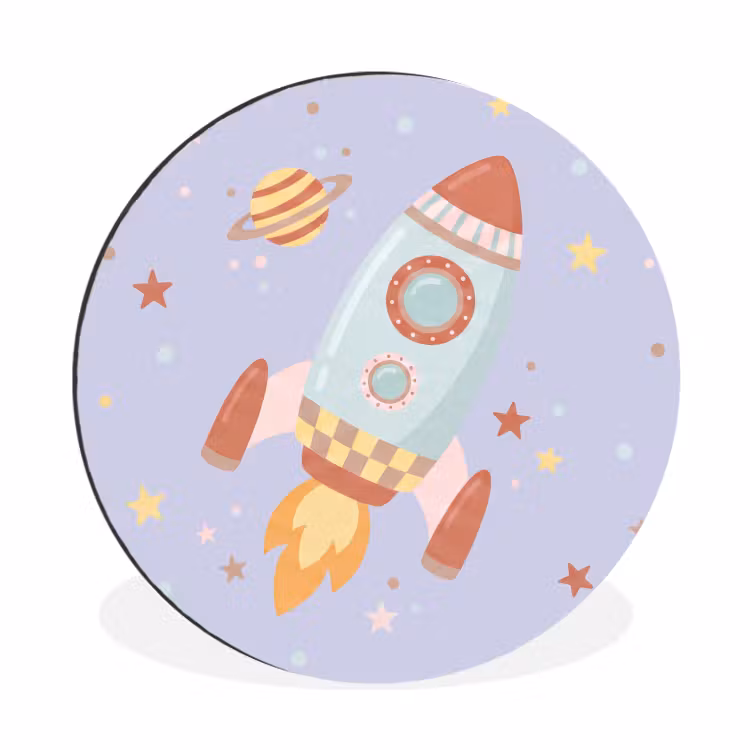 Wall circle - Aluminum - Rocket - Space - Planet - Illustration — 1
