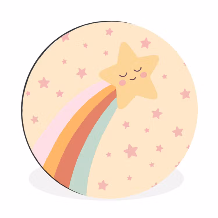 Wall circle - Aluminum - Star - Rainbow - Night - Illustration - Pastel — 1