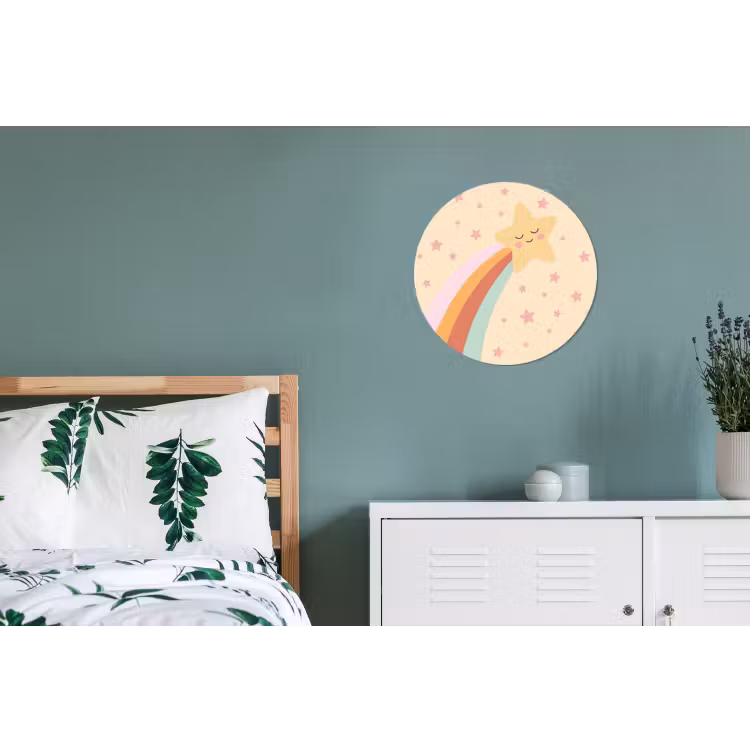 Wall circle - Aluminum - Star - Rainbow - Night - Illustration - Pastel — 4