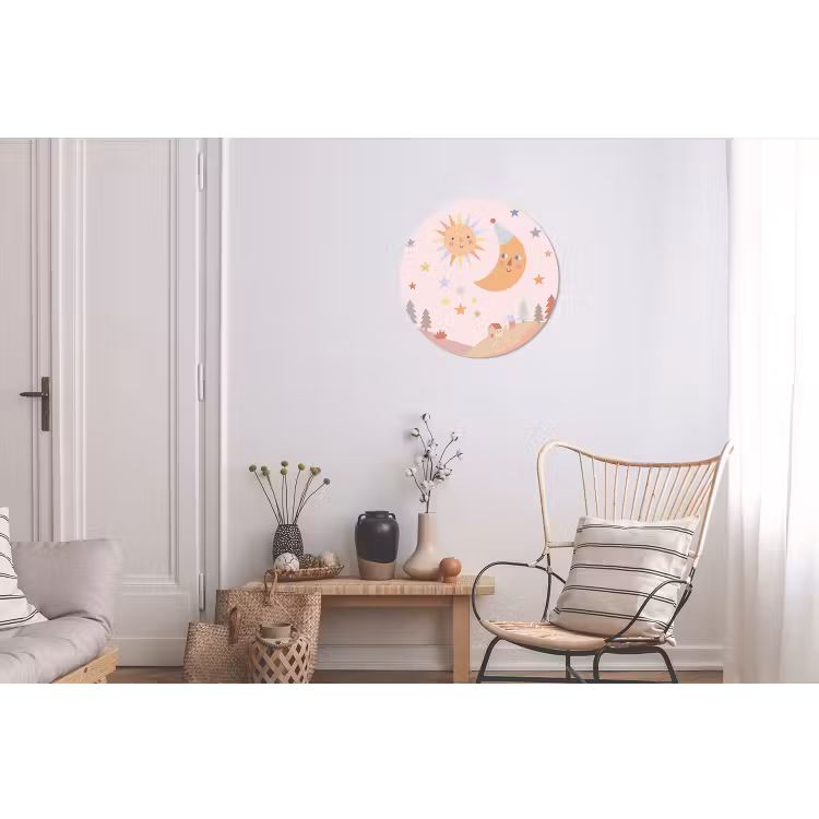 Wall circle - Aluminum - Sun - Moon - Stars - Children's Room - Pastel — 2