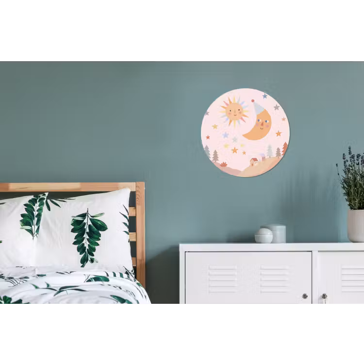 Wall circle - Aluminum - Sun - Moon - Stars - Children's Room - Pastel — 4