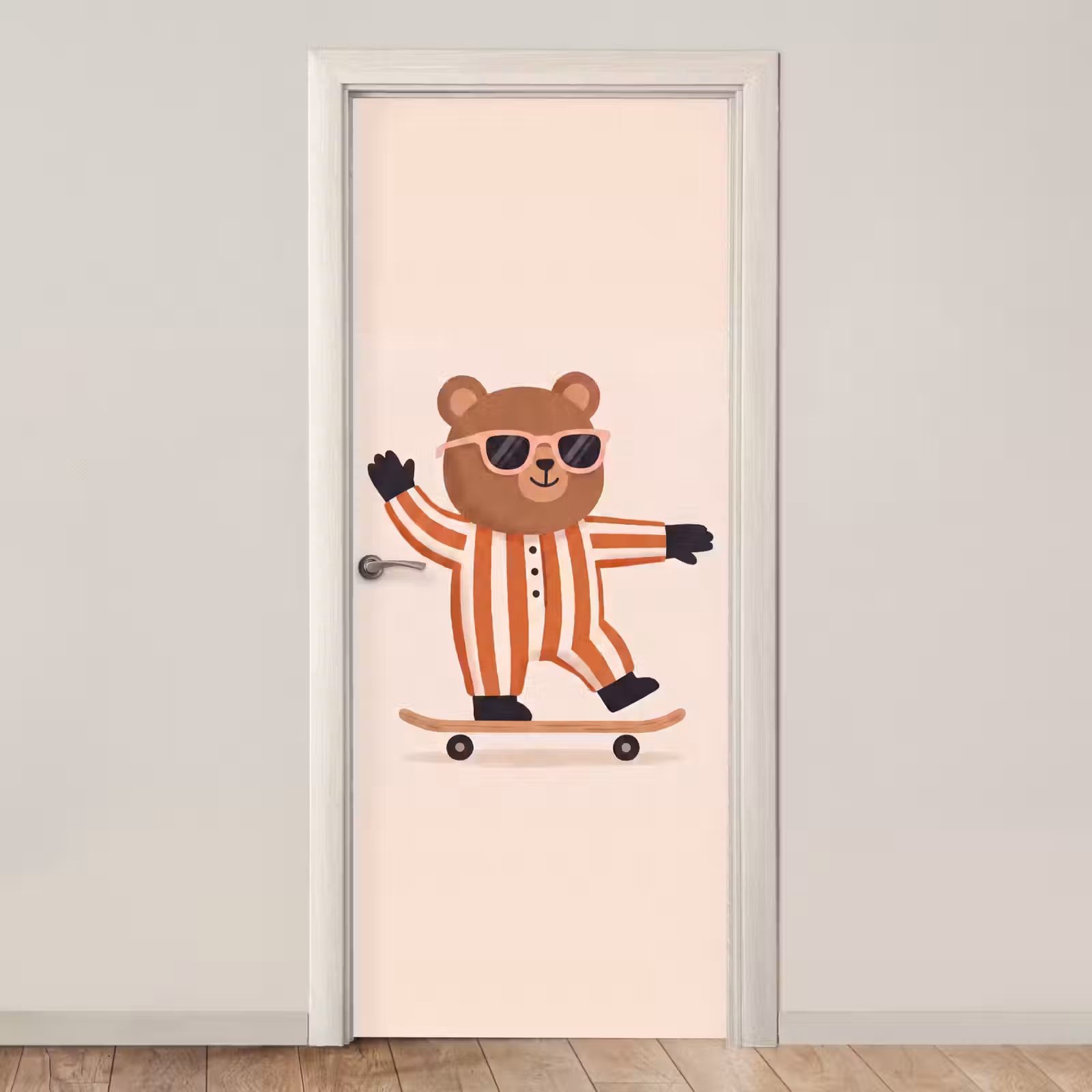 Door sticker - Animals - Skateboard - Game - Cartoon - Pink — 1