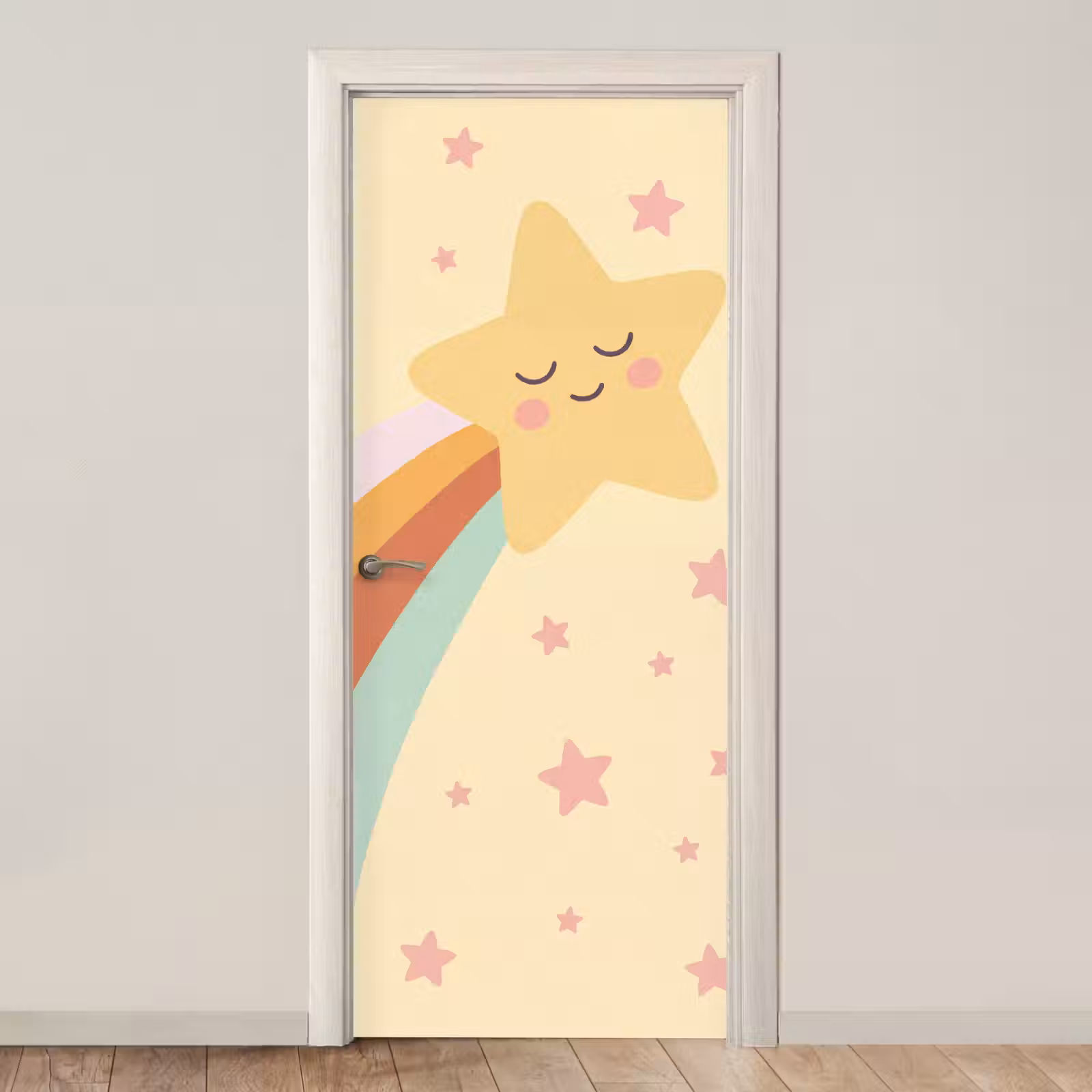 Door sticker - Star - Rainbow - Night - Illustration - Pastel — 1