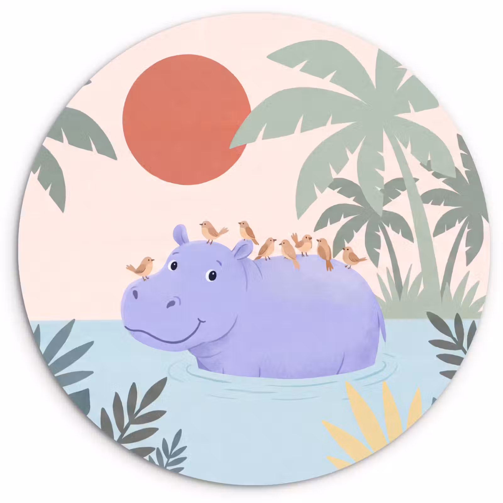 Wall circle - Glass - Animals - Bird - Water - Nature - Illustration — 1