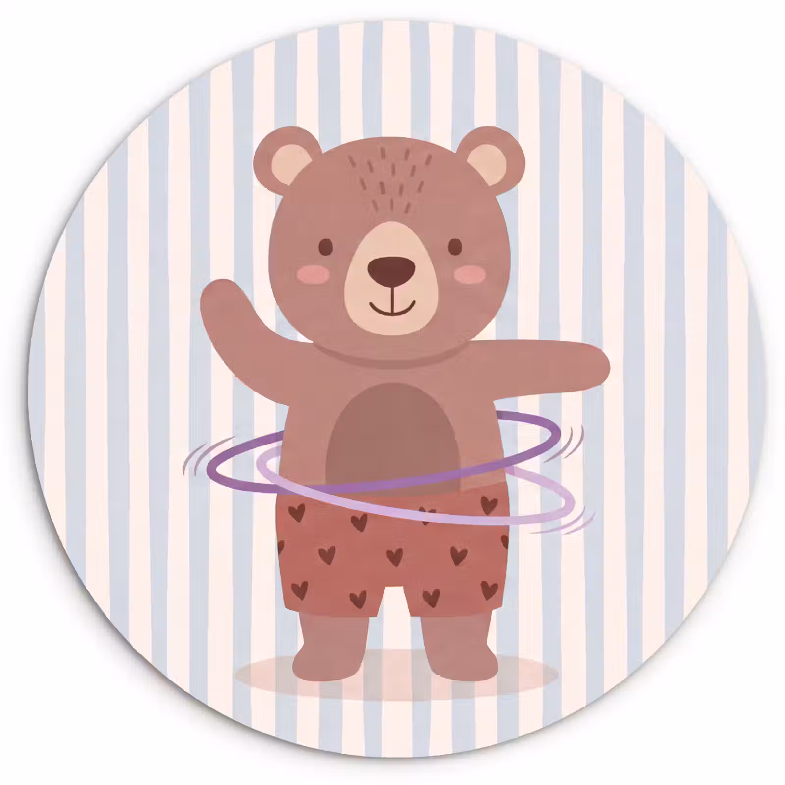 Wall circle - Glass - Bear - Hoop - Children's Room - Illustration - Brown — 1