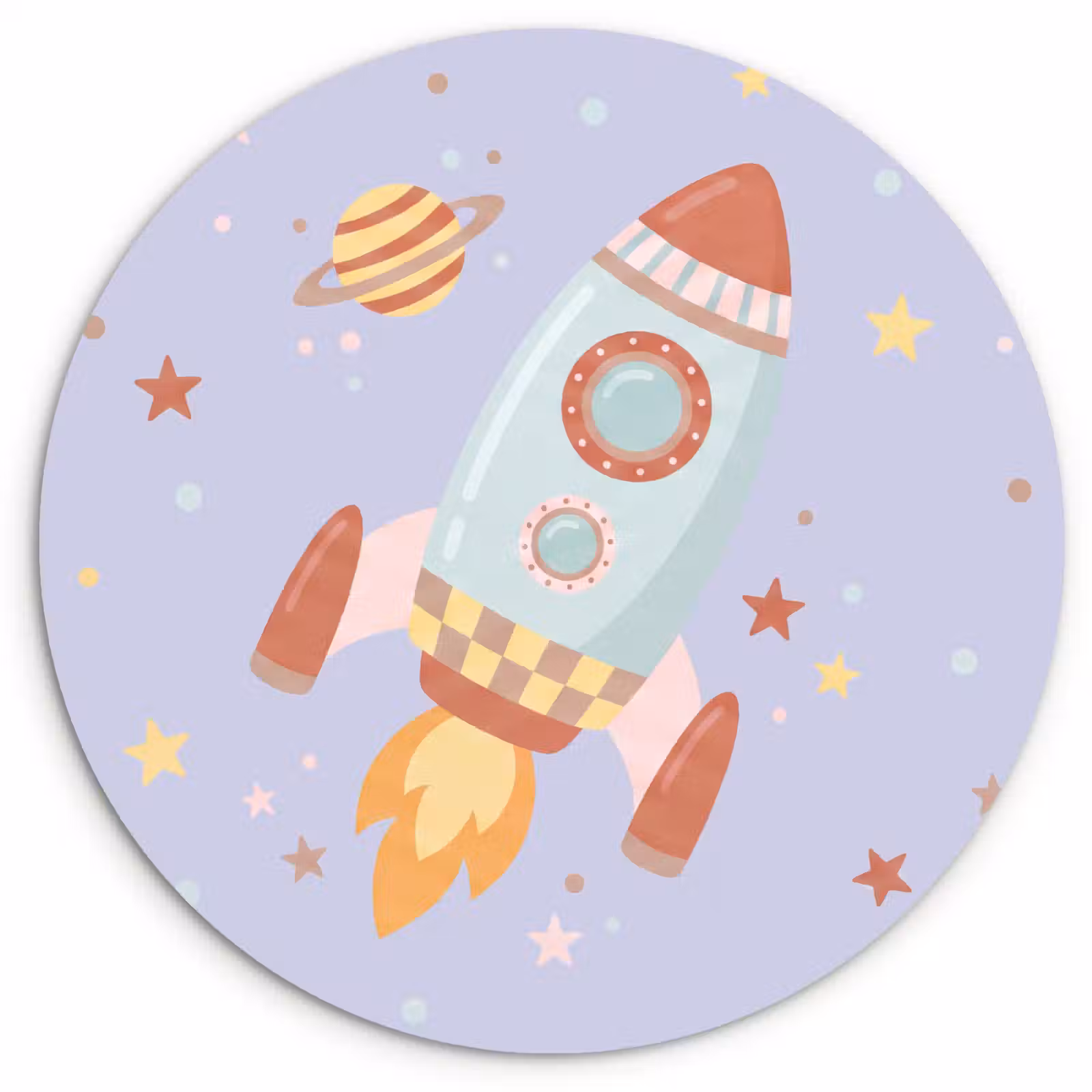 Wall circle - Glass - Rocket - Space - Planet - Illustration — 1