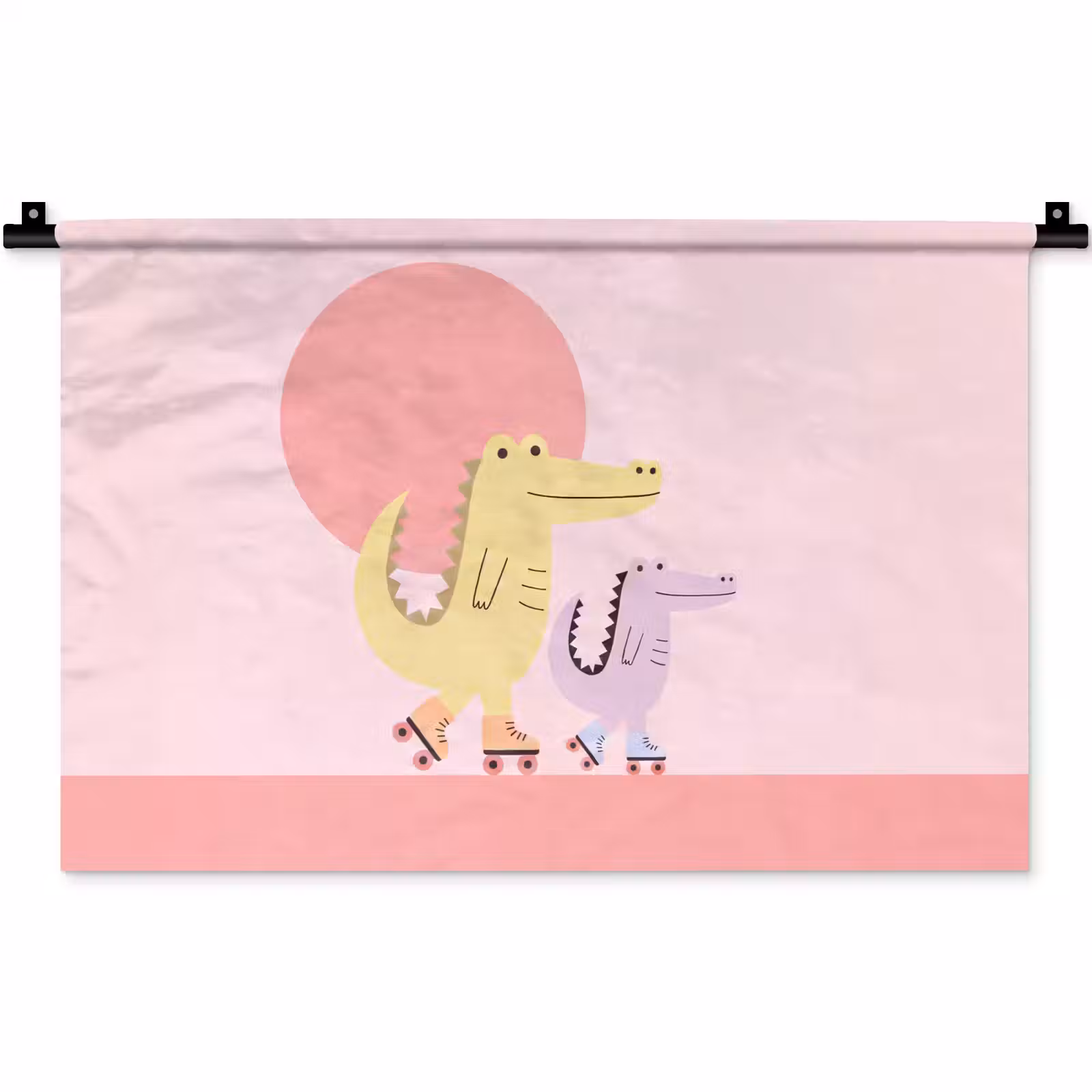 Wall Hanging - Animals - Skating - Illustration - Playful - Pink — 1