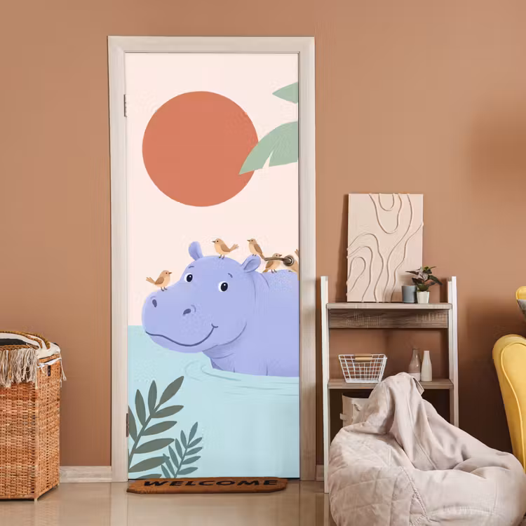 Door sticker - Animals - Bird - Water - Nature - Illustration — 2