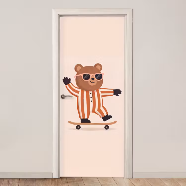 Door sticker - Animals - Skateboard - Game - Cartoon - Pink — 1