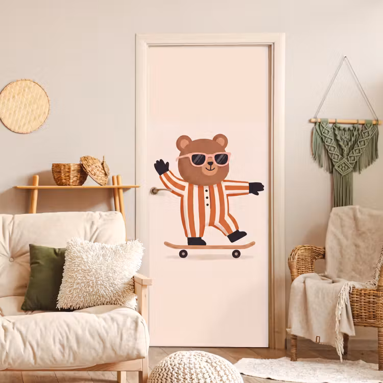 Door sticker - Animals - Skateboard - Game - Cartoon - Pink — 3
