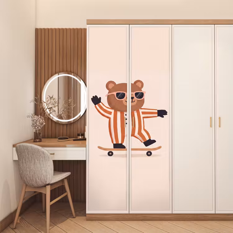 Door sticker - Animals - Skateboard - Game - Cartoon - Pink — 4