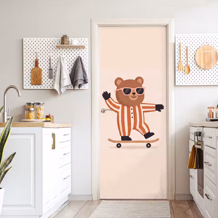 Door sticker - Animals - Skateboard - Game - Cartoon - Pink — 6