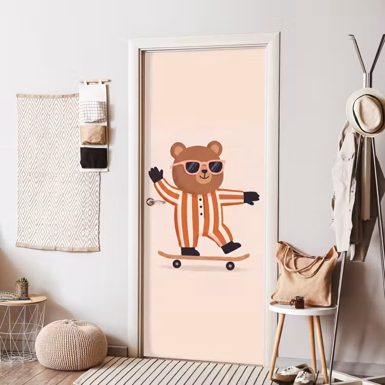 Door sticker - Animals - Skateboard - Game - Cartoon - Pink — 7