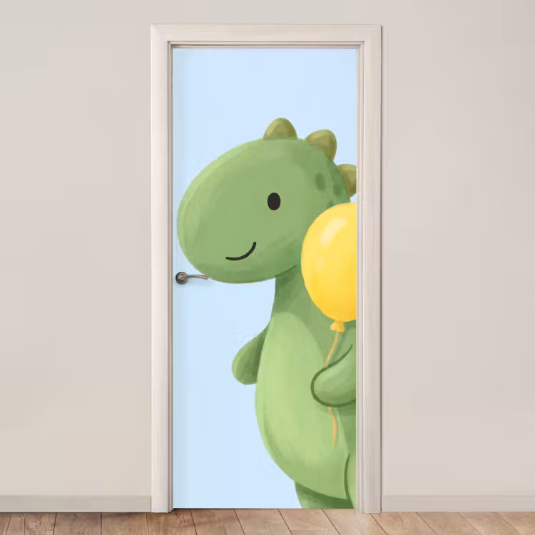 Door sticker - Dinosaur - Balloon - Children's Room - Illustration - Green — 1