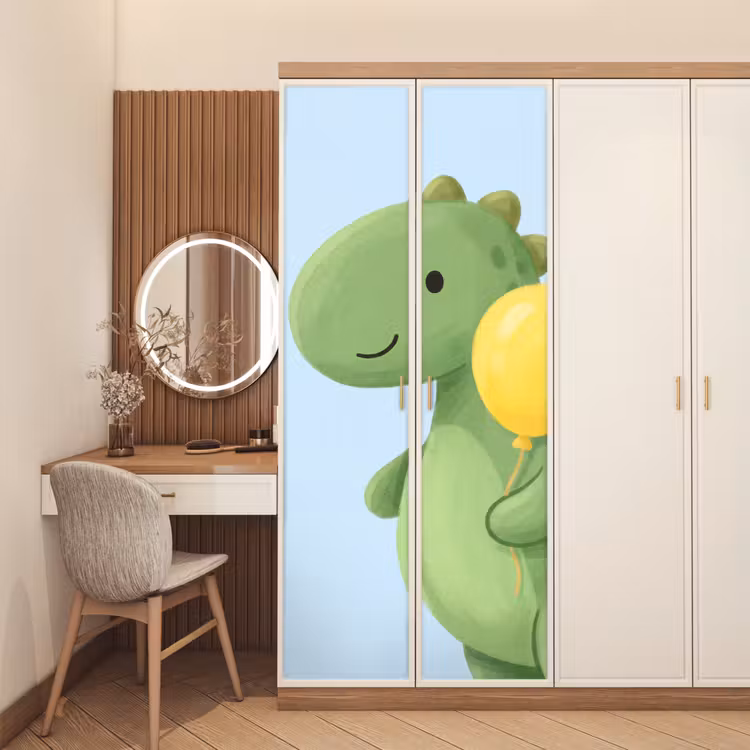 Door sticker - Dinosaur - Balloon - Children's Room - Illustration - Green — 4