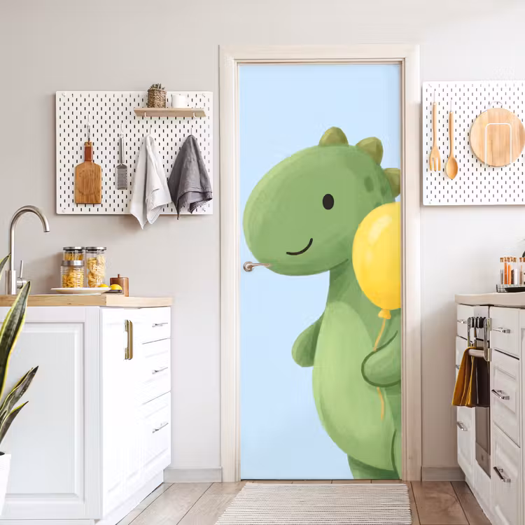 Door sticker - Dinosaur - Balloon - Children's Room - Illustration - Green — 6
