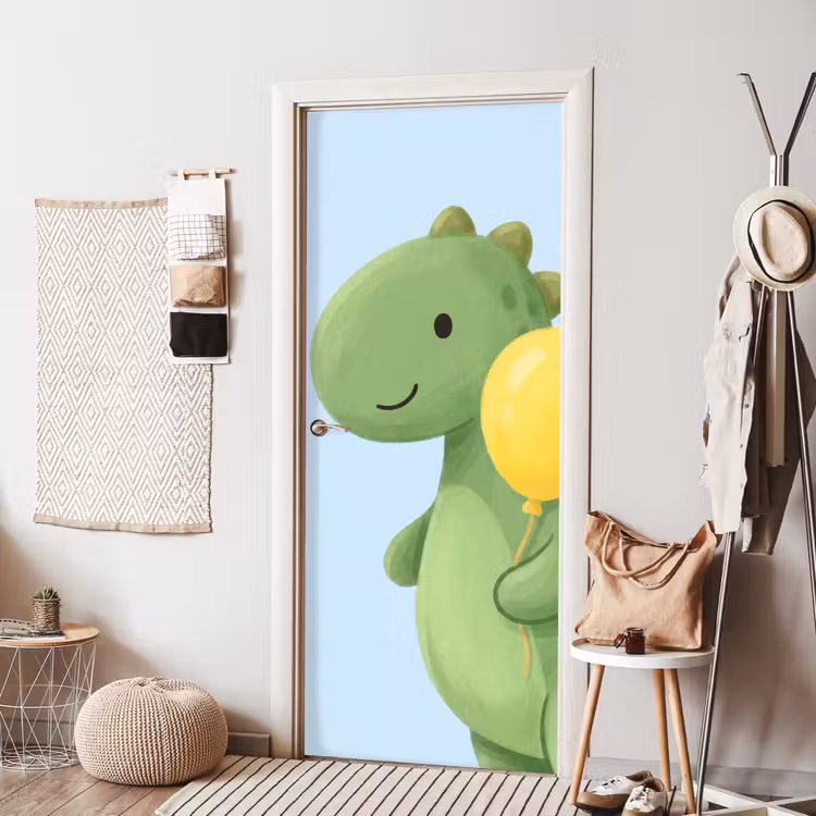 Door sticker - Dinosaur - Balloon - Children's Room - Illustration - Green — 7