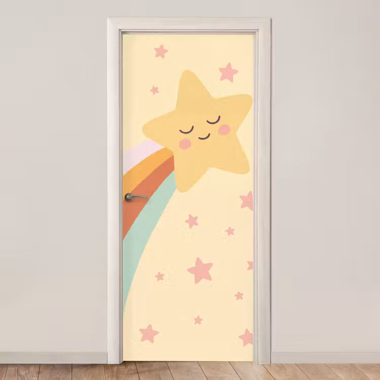 Door sticker - Star - Rainbow - Night - Illustration - Pastel — 1