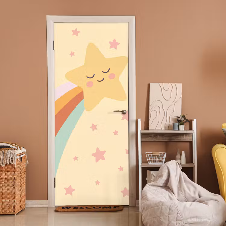Door sticker - Star - Rainbow - Night - Illustration - Pastel — 2
