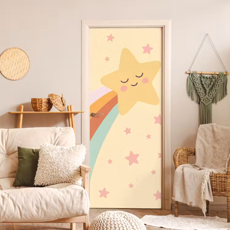 Door sticker - Star - Rainbow - Night - Illustration - Pastel — 3