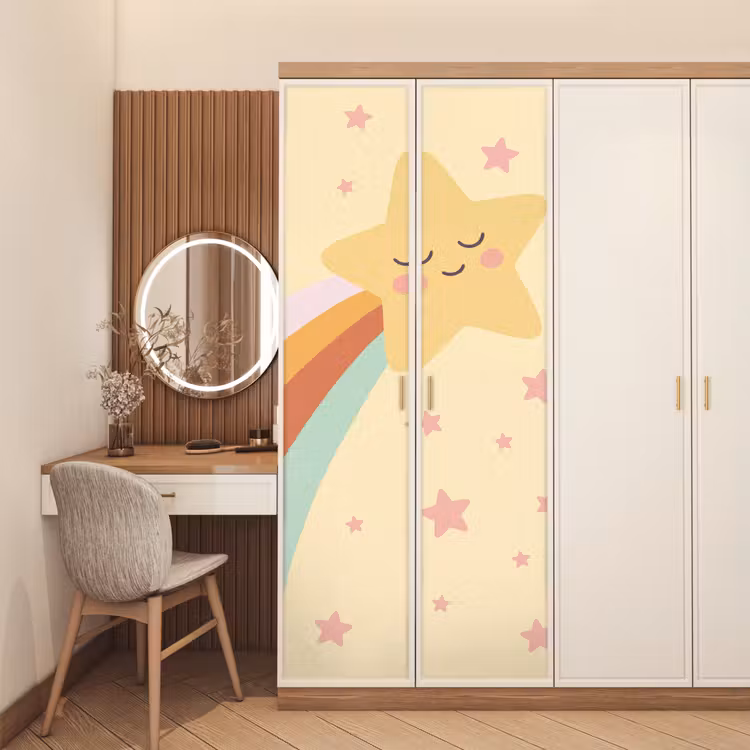 Door sticker - Star - Rainbow - Night - Illustration - Pastel — 4