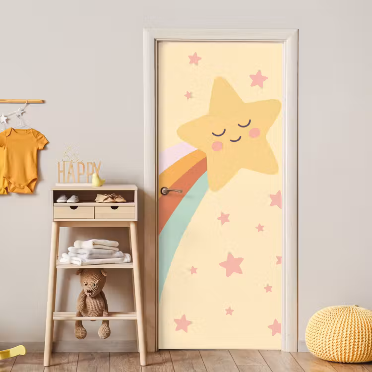 Door sticker - Star - Rainbow - Night - Illustration - Pastel — 5