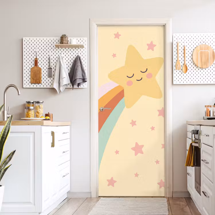 Door sticker - Star - Rainbow - Night - Illustration - Pastel — 6