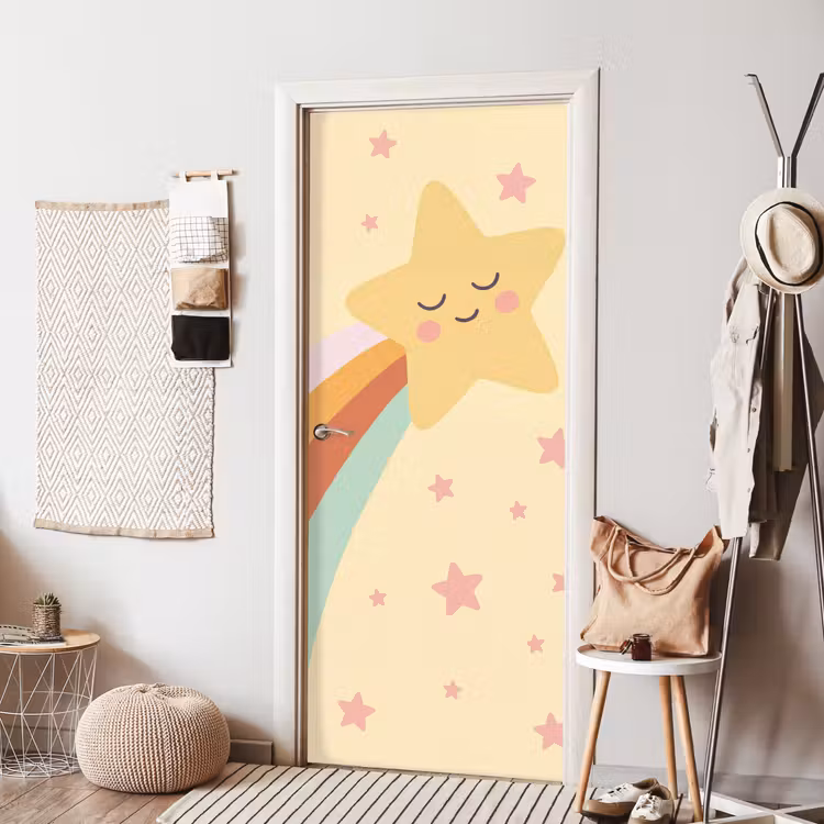 Door sticker - Star - Rainbow - Night - Illustration - Pastel — 7