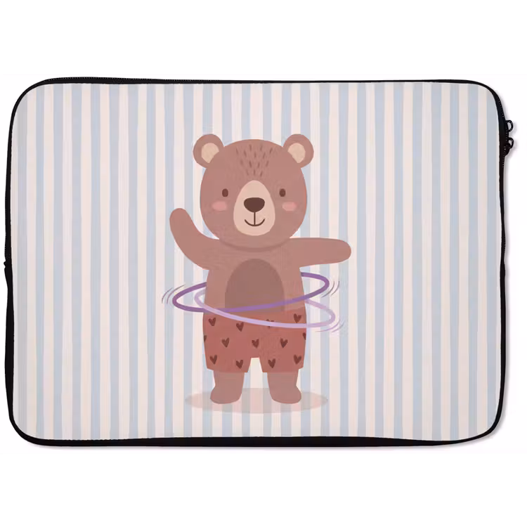Laptop Sleeve - Bear - Hoop - Children's Room - Illustration - Brown — 1