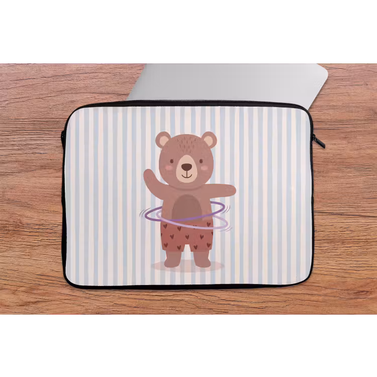 Laptop Sleeve - Bear - Hoop - Children's Room - Illustration - Brown — 2