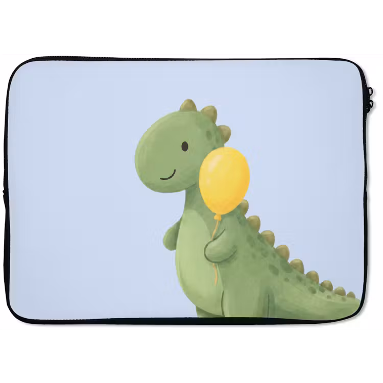 Laptop Sleeve - Dinosaur - Balloon - Children's Room - Illustration - Green — 1