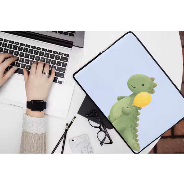 Laptop Sleeve - Dinosaur - Balloon - Children's Room - Illustration - Green — 3