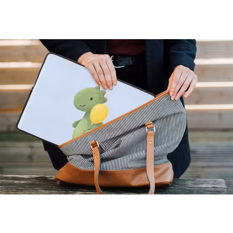 Laptop Sleeve - Dinosaur - Balloon - Children's Room - Illustration - Green — 4